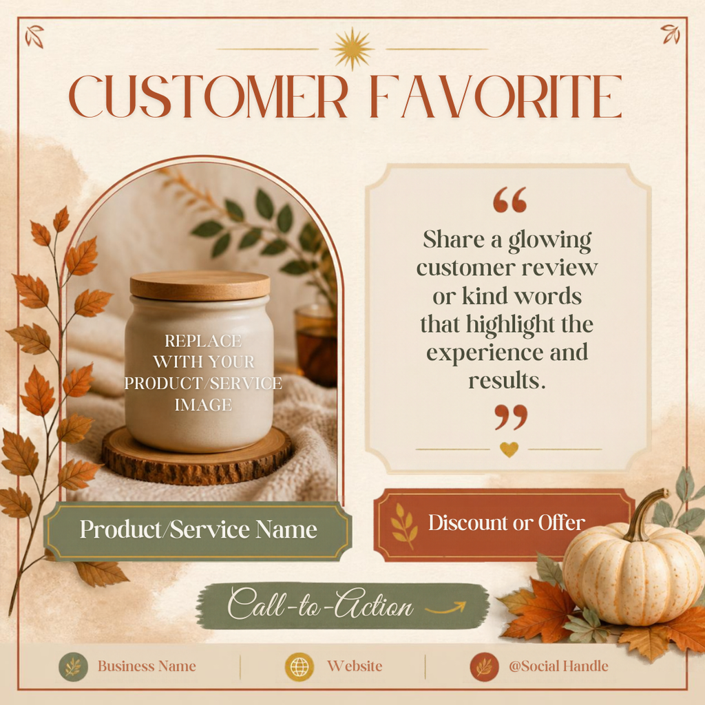 Fall Bliss Social Media Bundle | 12 Editable Canva Templates