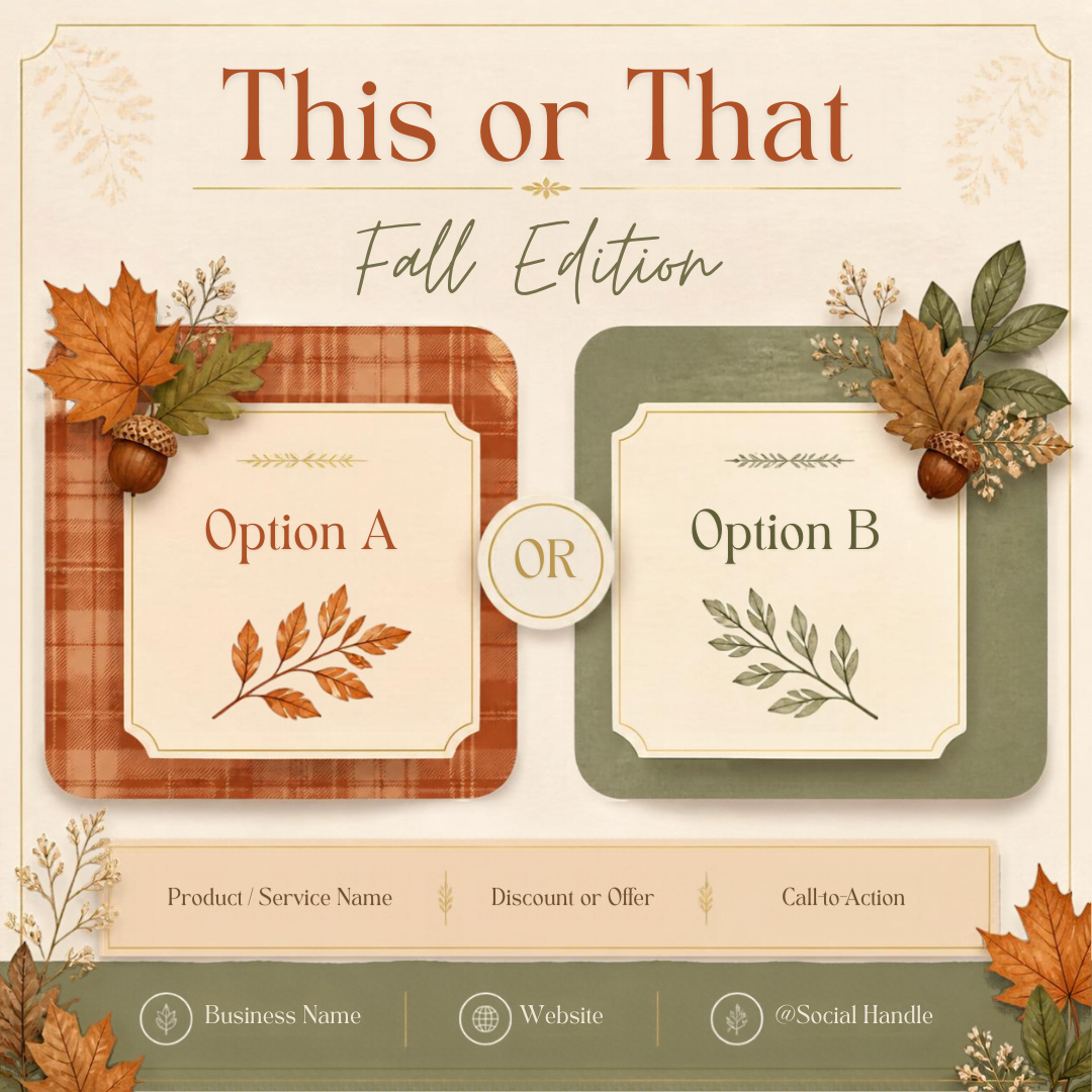 Fall Bliss Social Media Bundle | 12 Editable Canva Templates