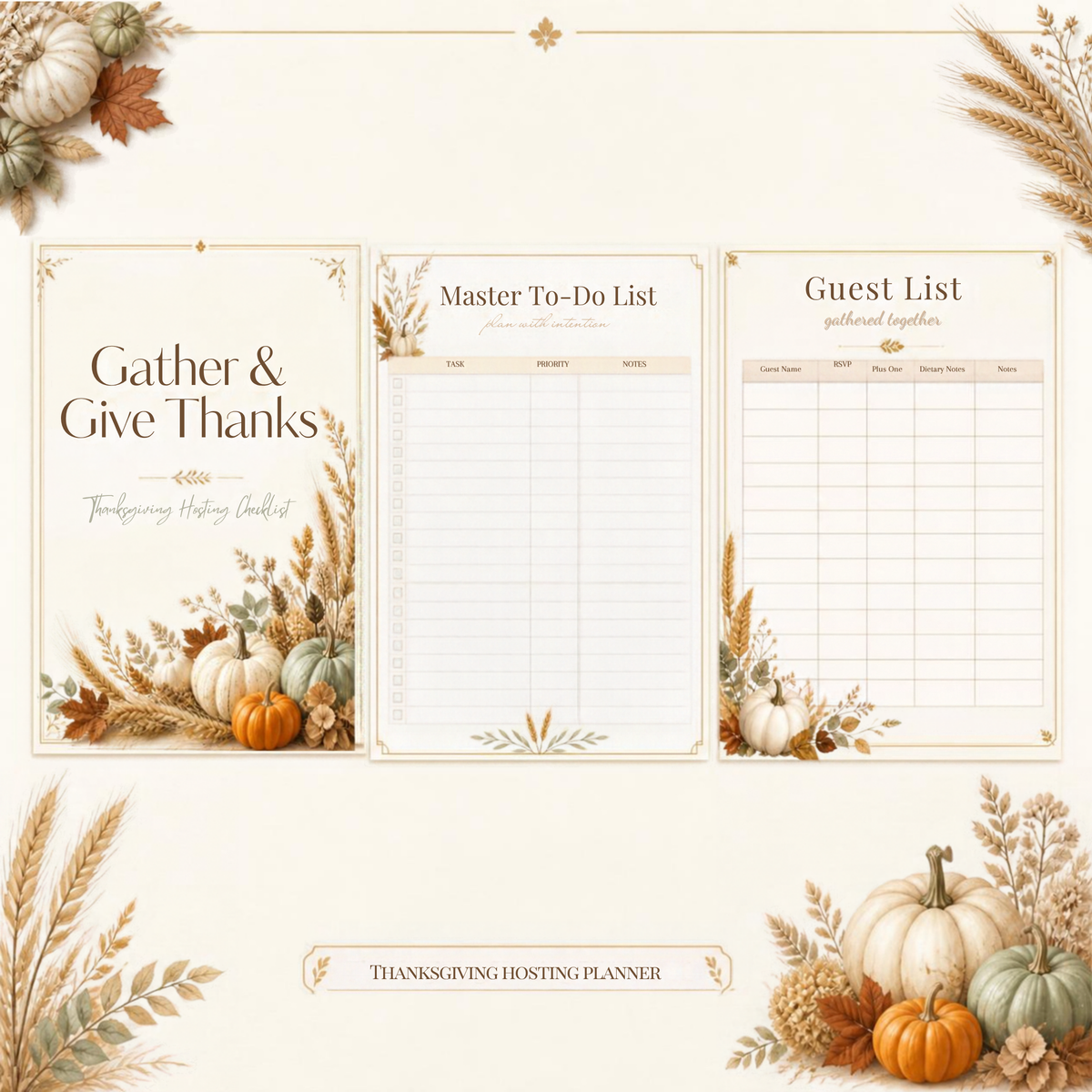 Thanksgiving Hosting Checklist Bundle | Editable Canva Planner