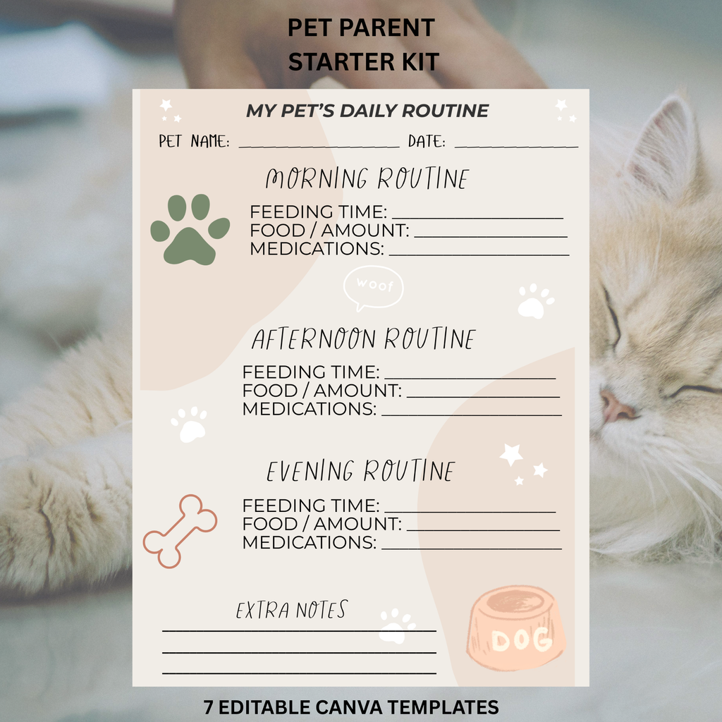 Pet Parent Planner — Editable Canva Templates for Dog & Cat Owners