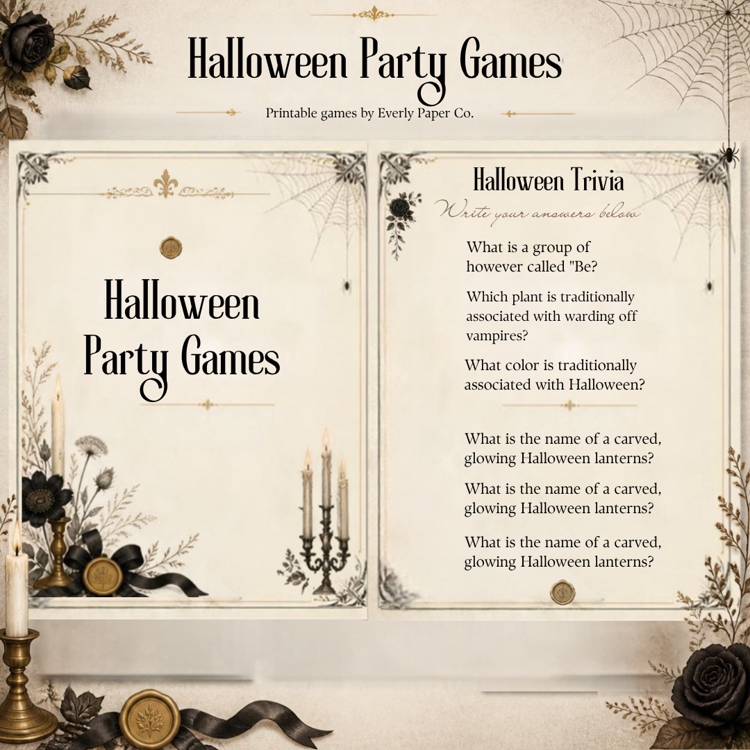 Halloween Party Games Bundle | Editable Canva Printable Games