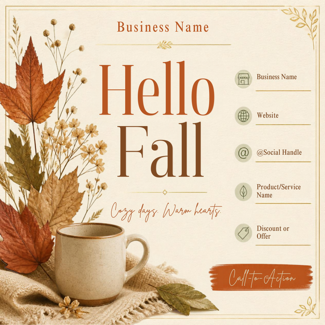 Fall Bliss Social Media Bundle | 12 Editable Canva Templates