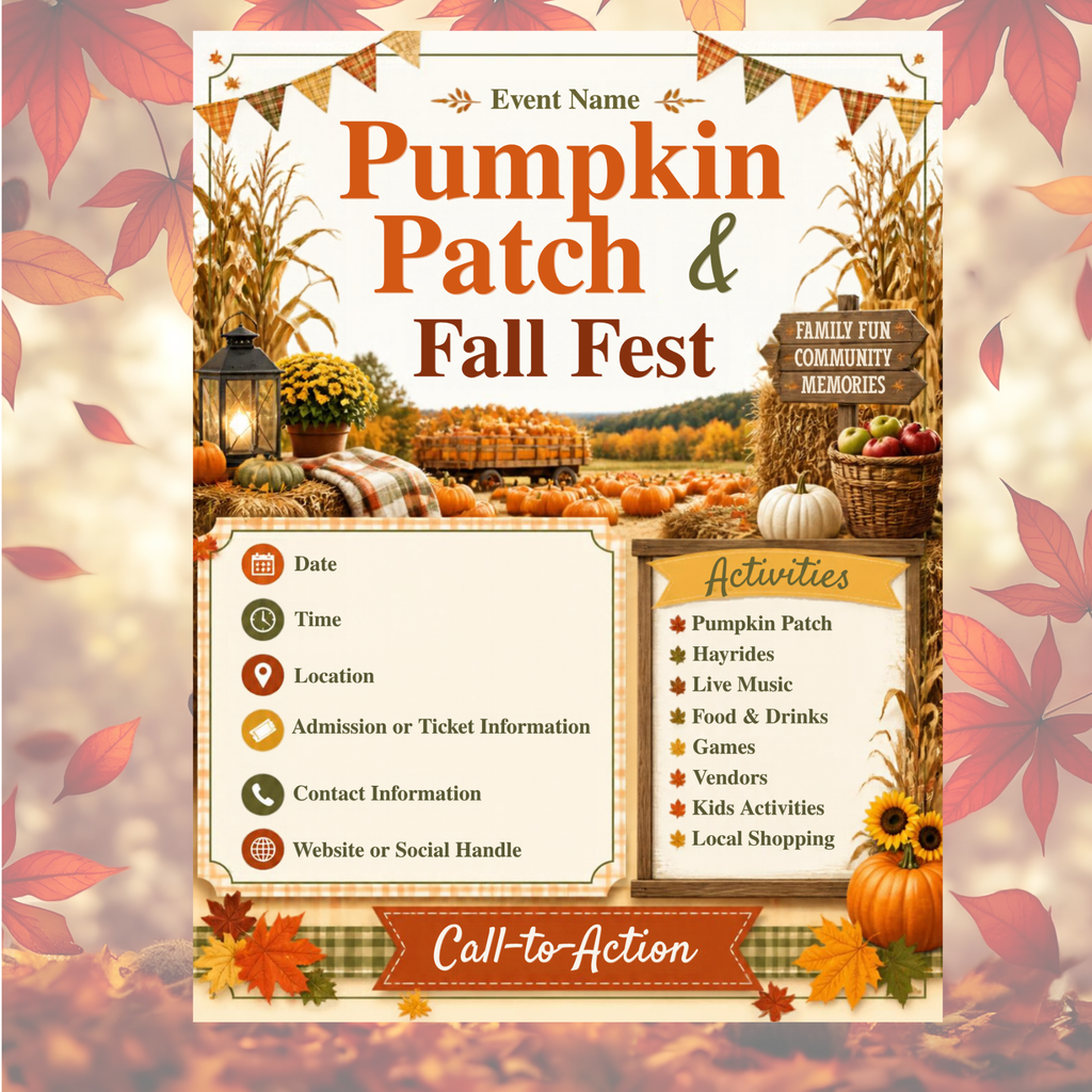 Fall Festival & Harvest Flyer Bundle | 6 Editable Canva Templates