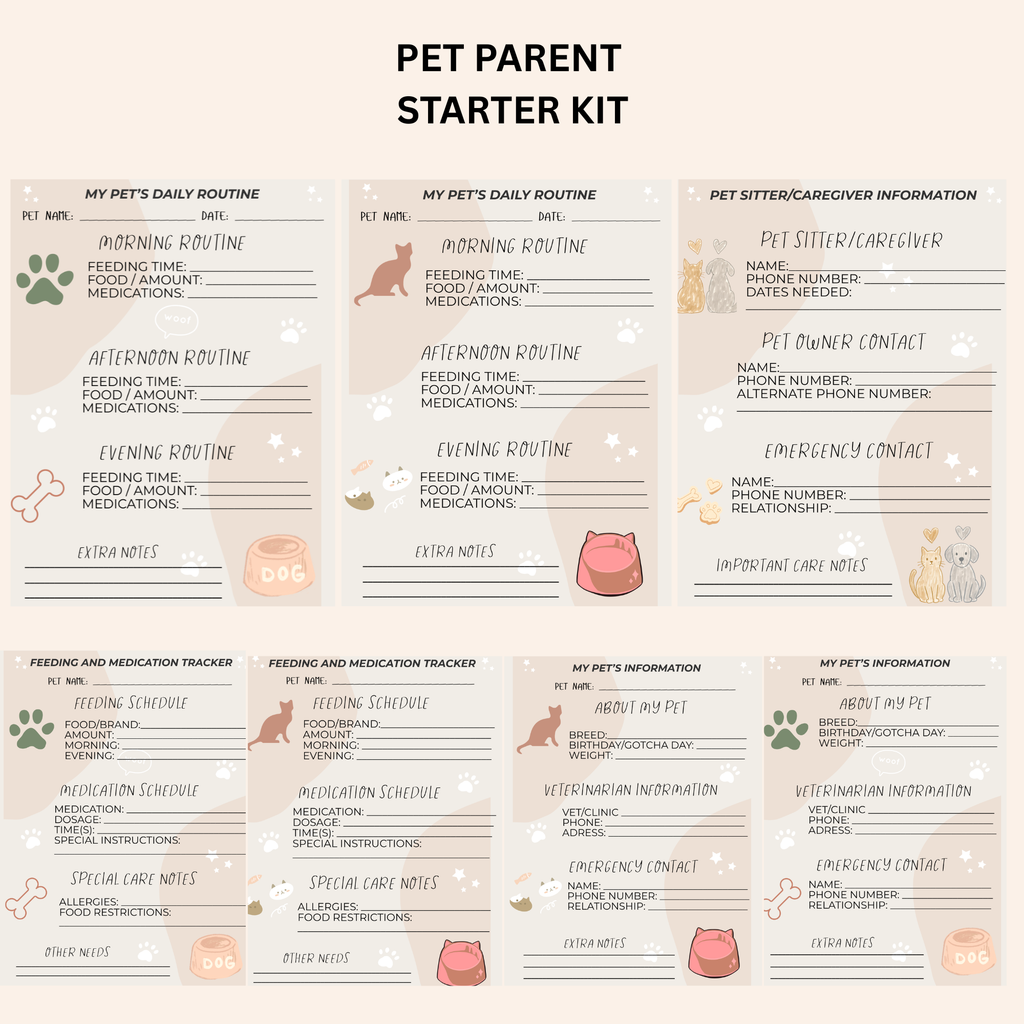 Pet Parent Planner — Editable Canva Templates for Dog & Cat Owners