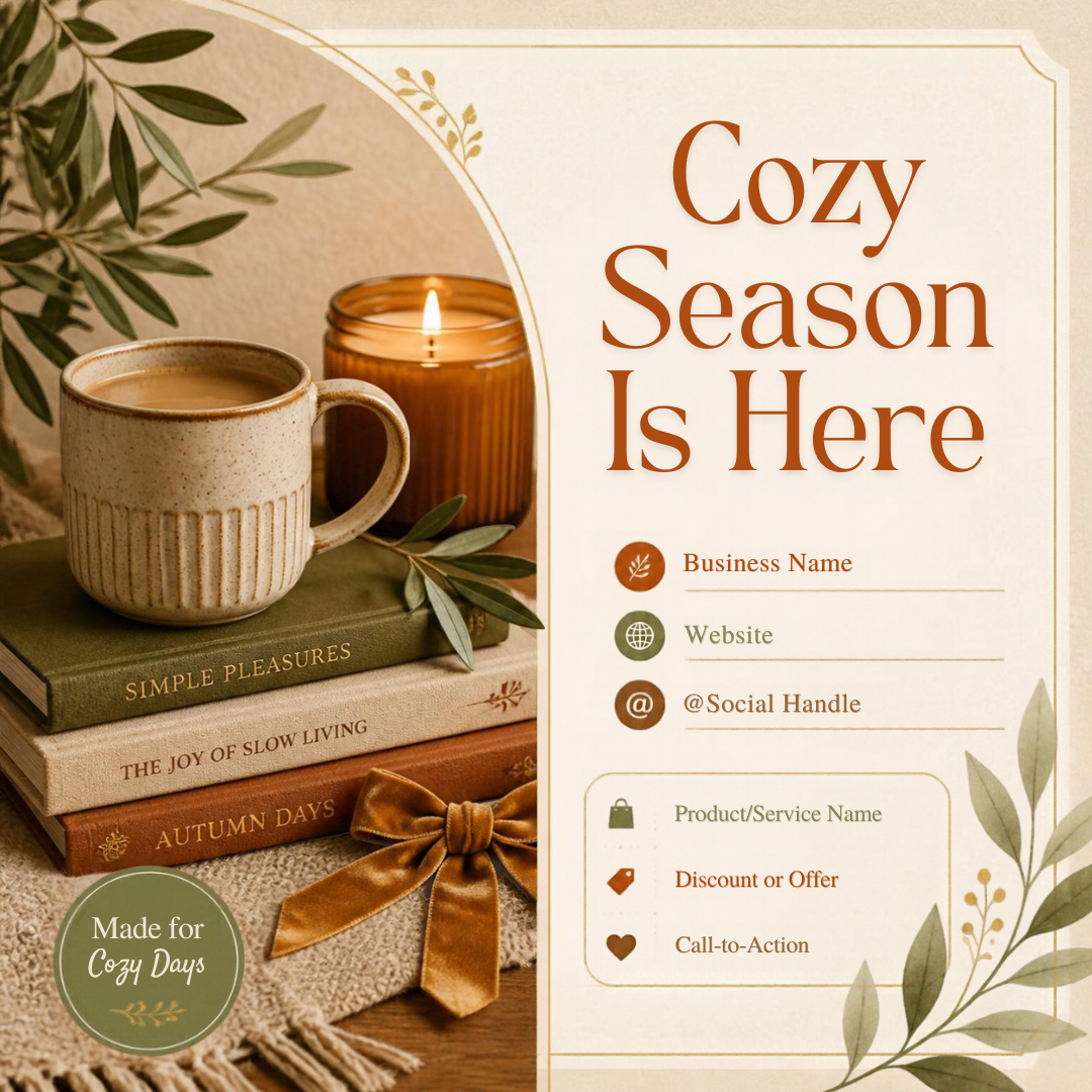 Fall Bliss Social Media Bundle | 12 Editable Canva Templates