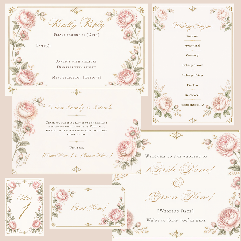 Romantic Floral Wedding Invitation Bundle | 10 Editable Canva Templates