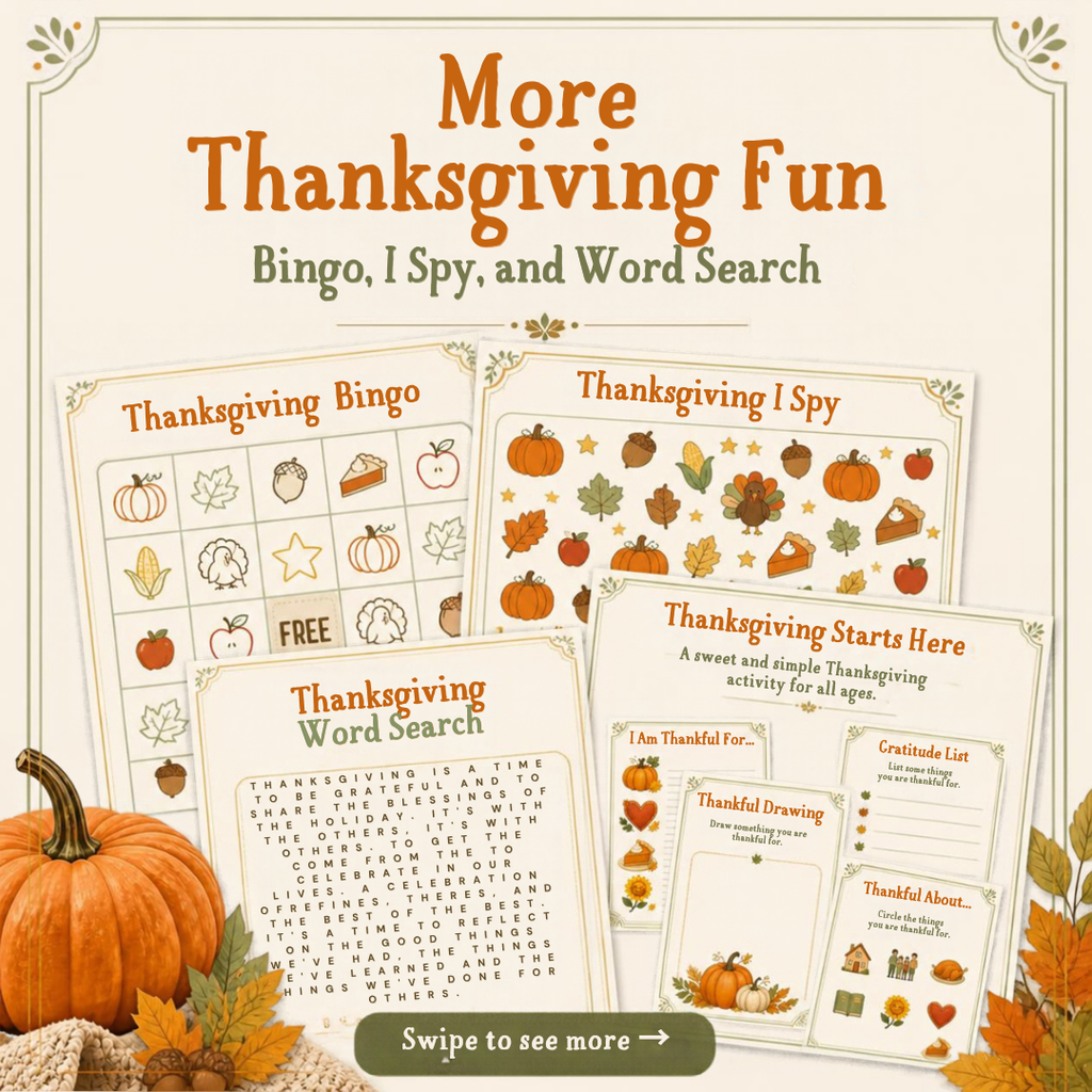 Thanksgiving Kids Activity Pack | Editable Canva Printable Bundle
