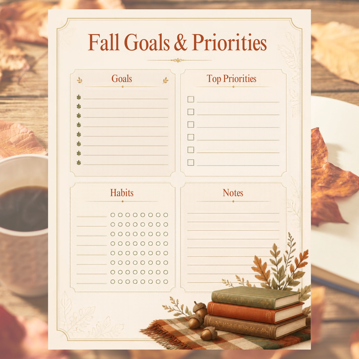 Fall Notepad & Planner Bundle | 5 Editable Canva Templates