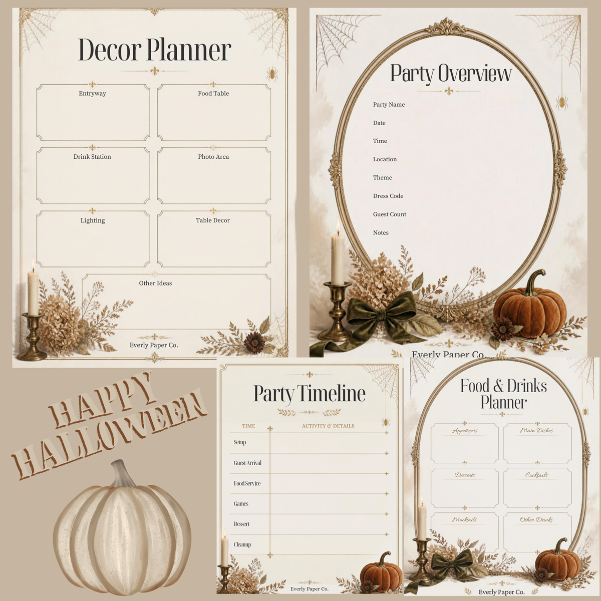 Halloween Party Planner | Editable Canva Party Planning Template