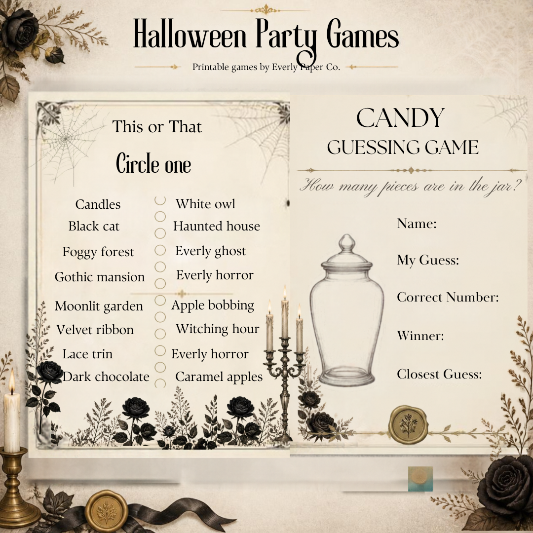 Halloween Party Games Bundle | Editable Canva Printable Games