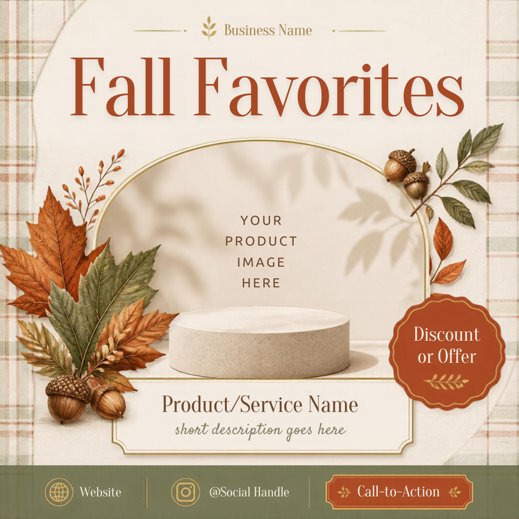 Fall Bliss Social Media Bundle | 12 Editable Canva Templates