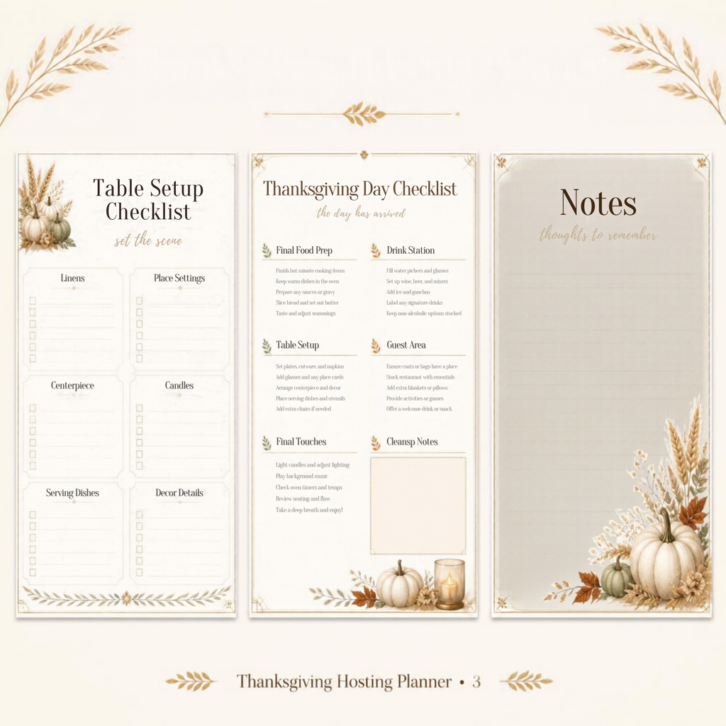 Thanksgiving Hosting Checklist Bundle | Editable Canva Planner
