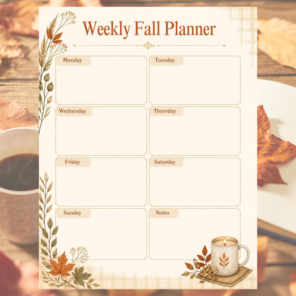 Fall Notepad & Planner Bundle | 5 Editable Canva Templates