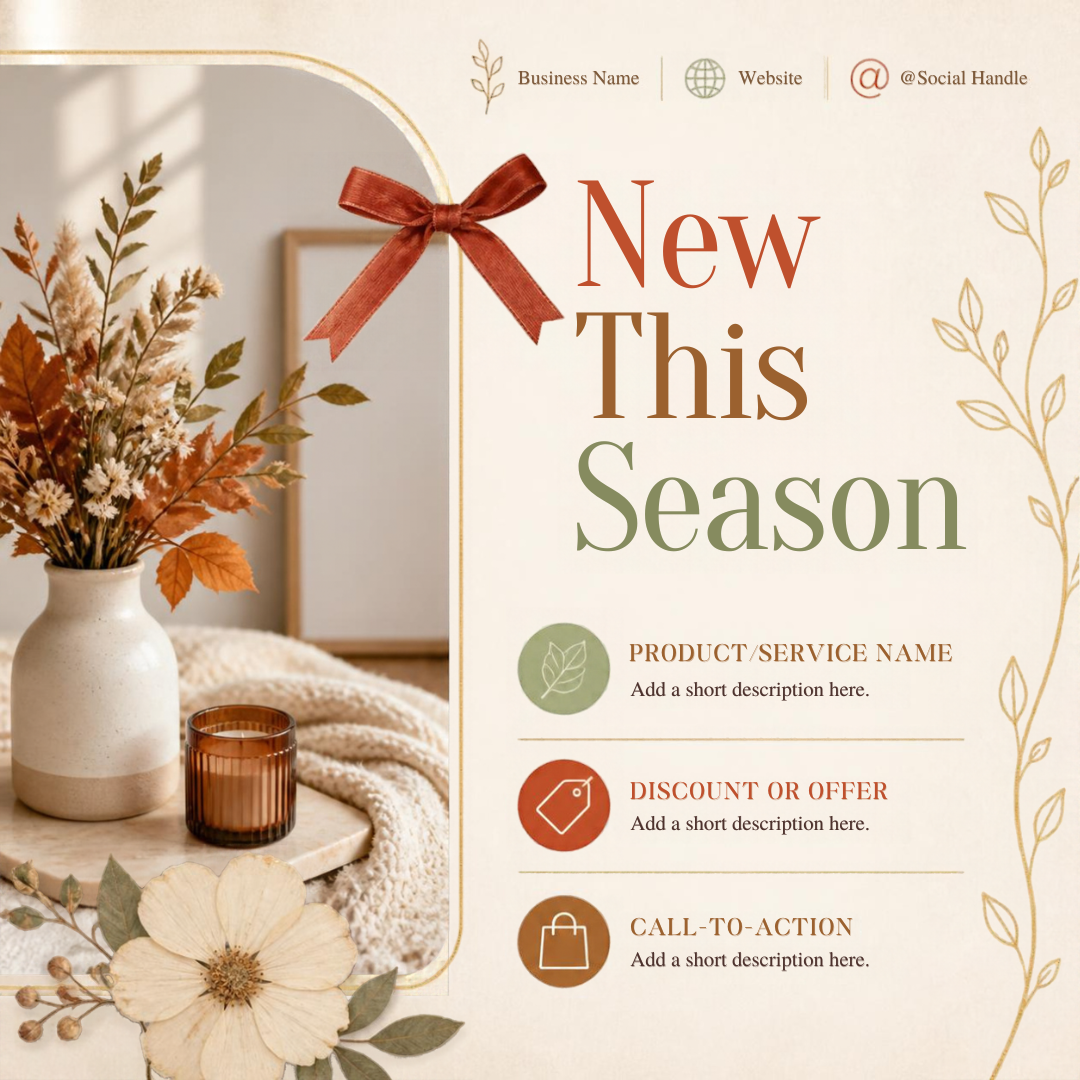 Fall Bliss Social Media Bundle | 12 Editable Canva Templates