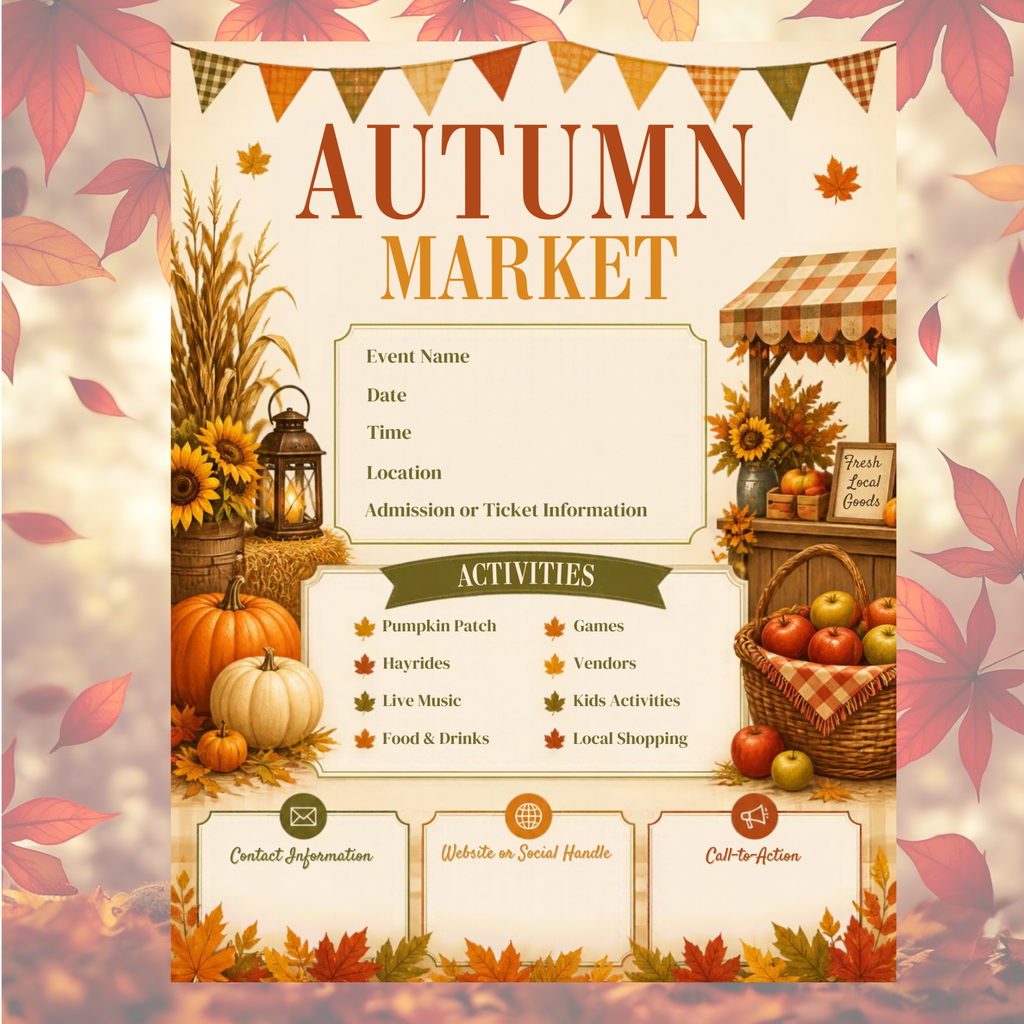 Fall Festival & Harvest Flyer Bundle | 6 Editable Canva Templates