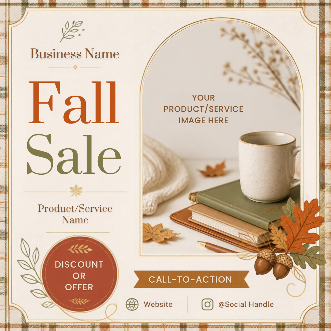 Fall Bliss Social Media Bundle | 12 Editable Canva Templates