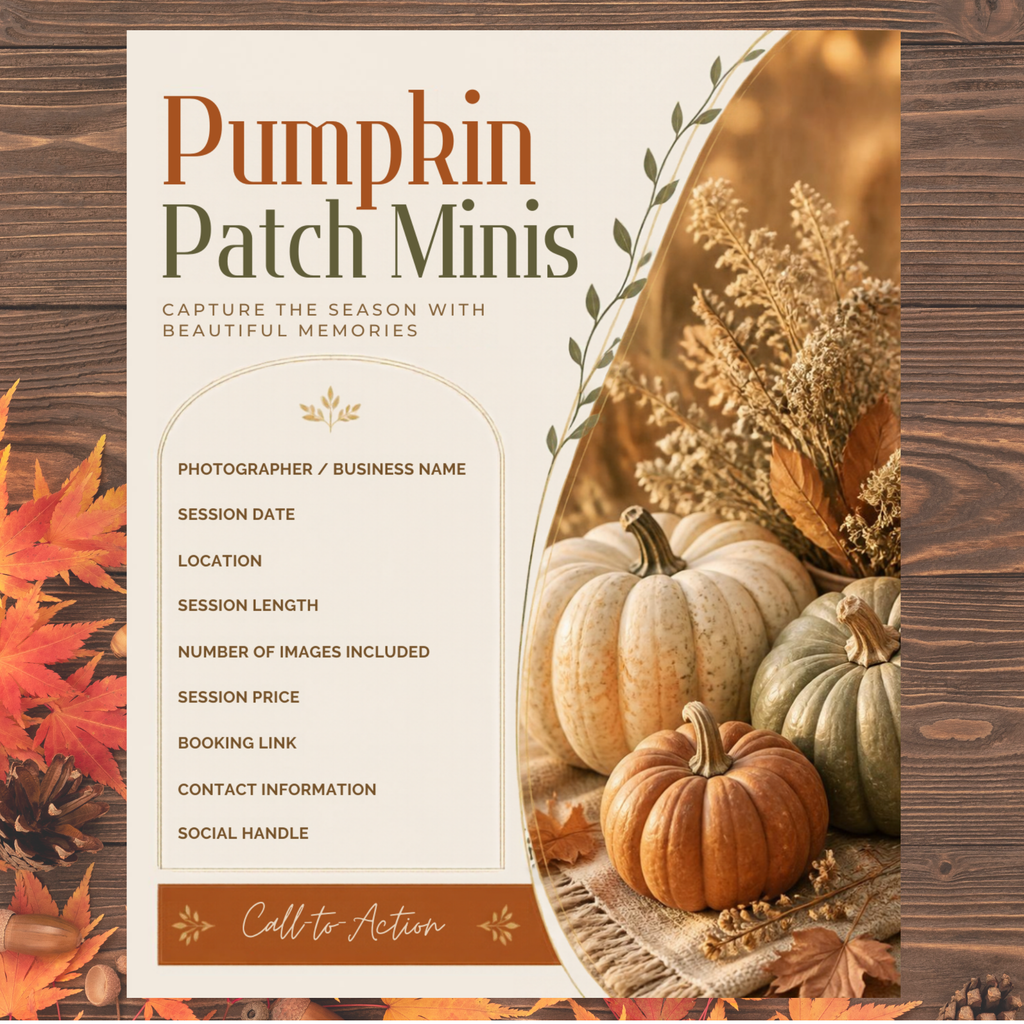 Fall Photography Mini-Session Bundle | 6 Editable Canva Templates