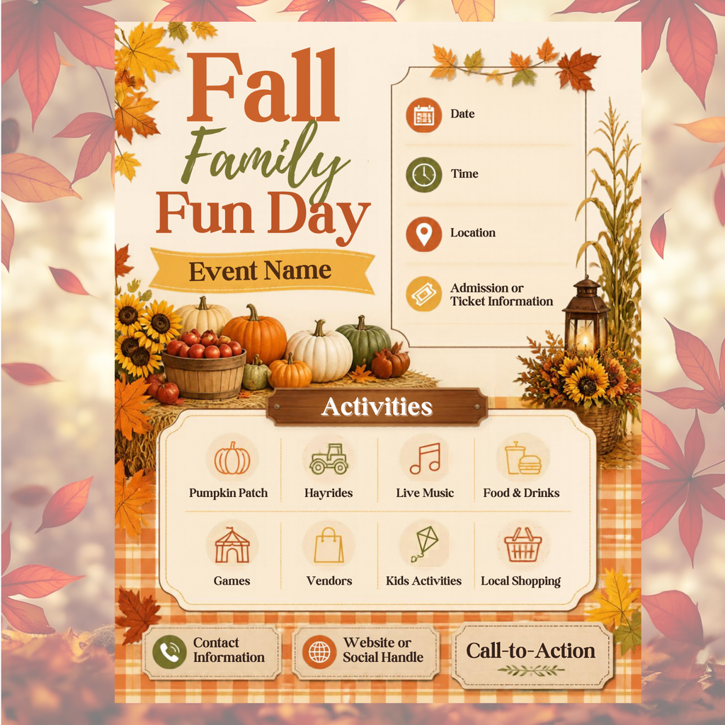 Fall Festival & Harvest Flyer Bundle | 6 Editable Canva Templates