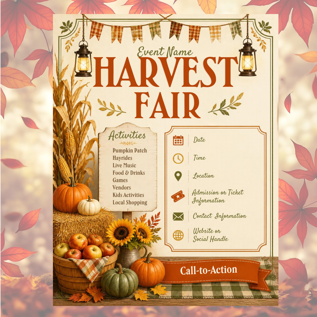 Fall Festival & Harvest Flyer Bundle | 6 Editable Canva Templates