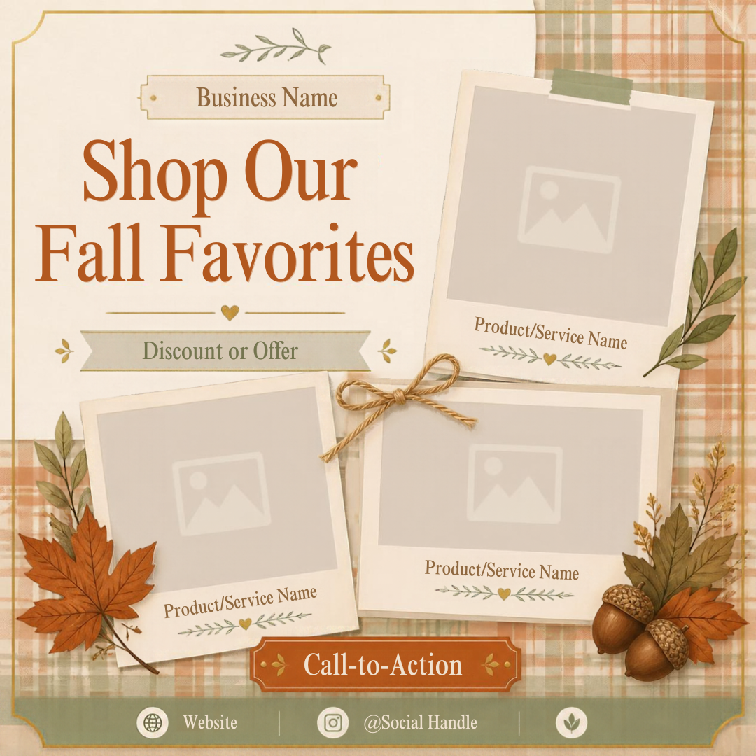 Fall Bliss Social Media Bundle | 12 Editable Canva Templates