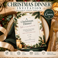 Elegant Christmas Dinner Invitation | Editable Canva Holiday Invitation Template