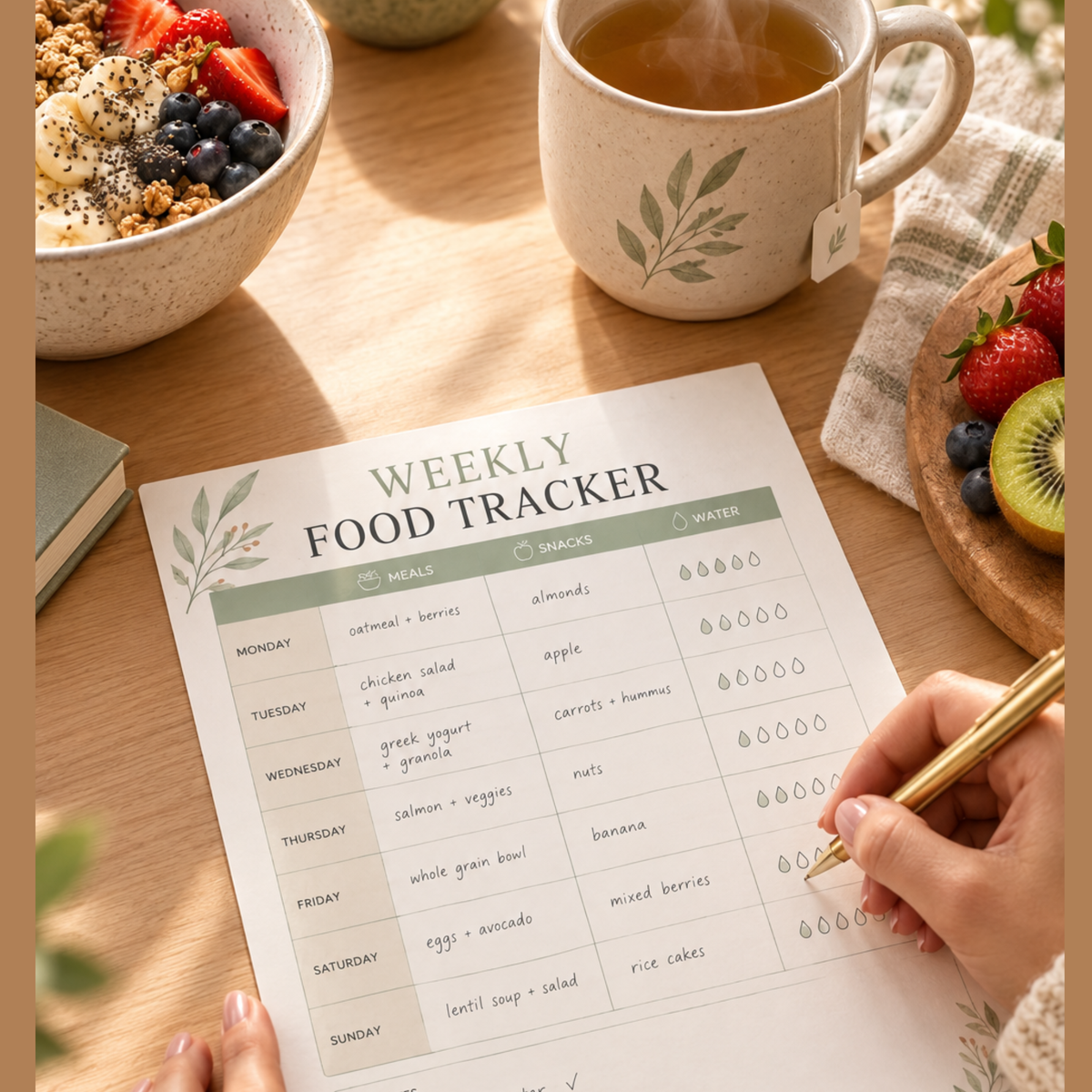 Meal Planner & Food Tracker Bundle | 6 Editable Canva Templates