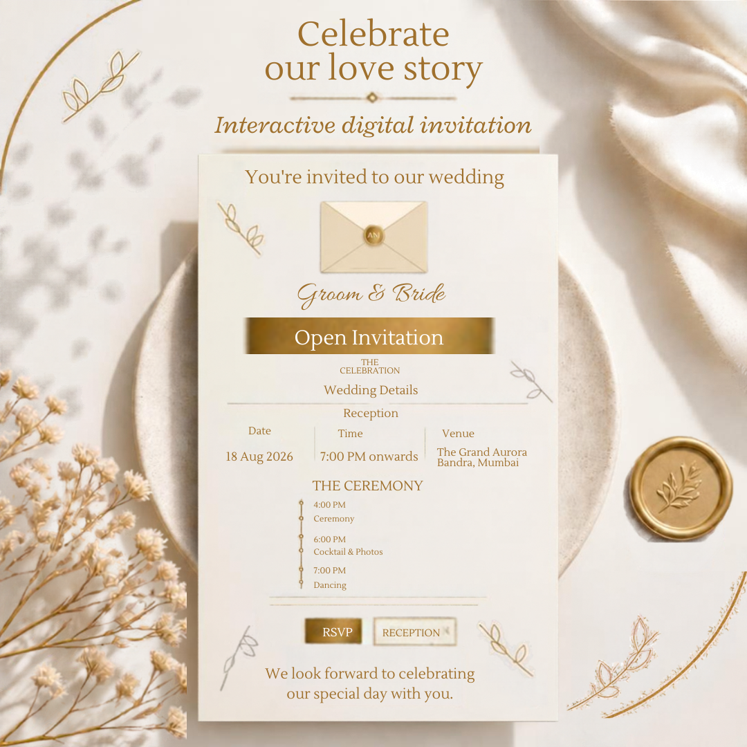 Interactive Digital Wedding Invitation Website | Editable Canva Template