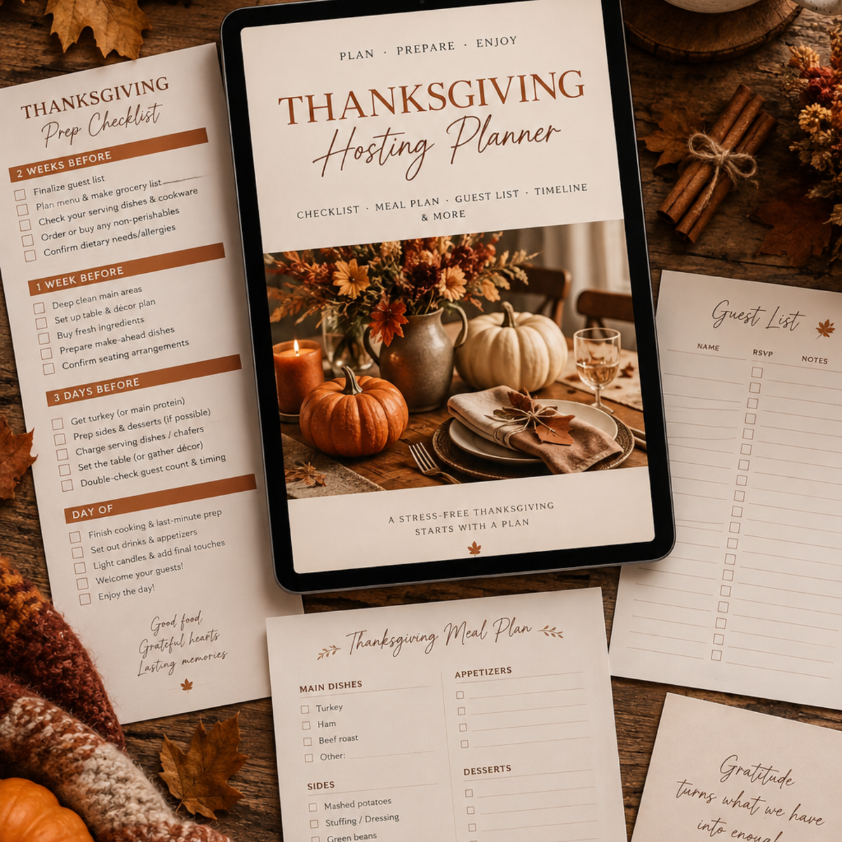 Thanksgiving Hosting Checklist Bundle | Editable Canva Planner