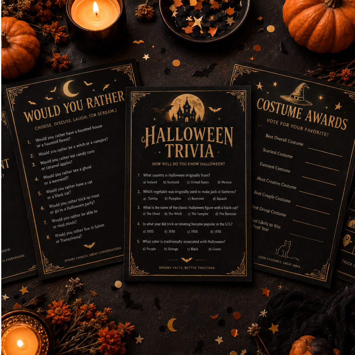 Halloween Party Games Bundle | Editable Canva Printable Games