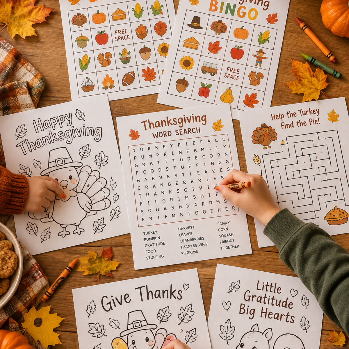 Thanksgiving Kids Activity Pack | Editable Canva Printable Bundle