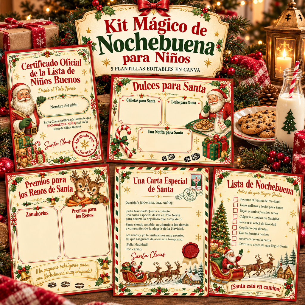 Kit Mágico de Nochebuena para Niños | 5 Plantillas Editables en Canva Price