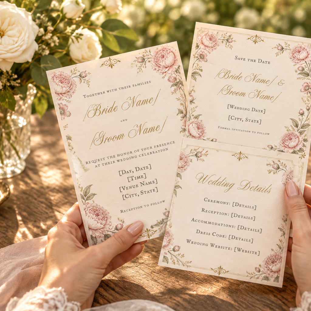 Romantic Floral Wedding Invitation Bundle | 10 Editable Canva Templates