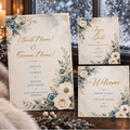 Elegant Winter Blue Wedding Invitation Bundle | 10 Editable Canva Templates