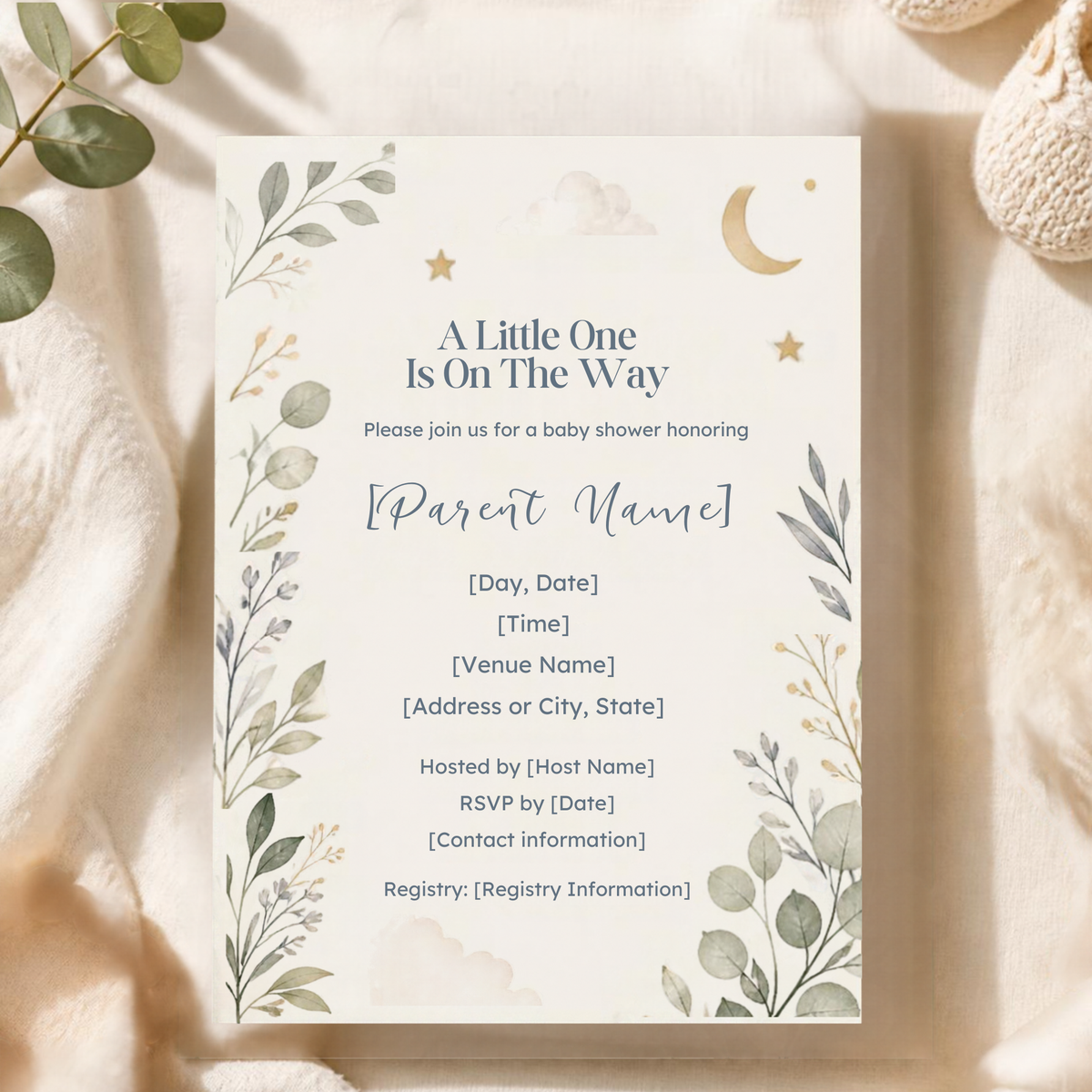 Neutral Baby Shower Invitation | Editable Canva Template