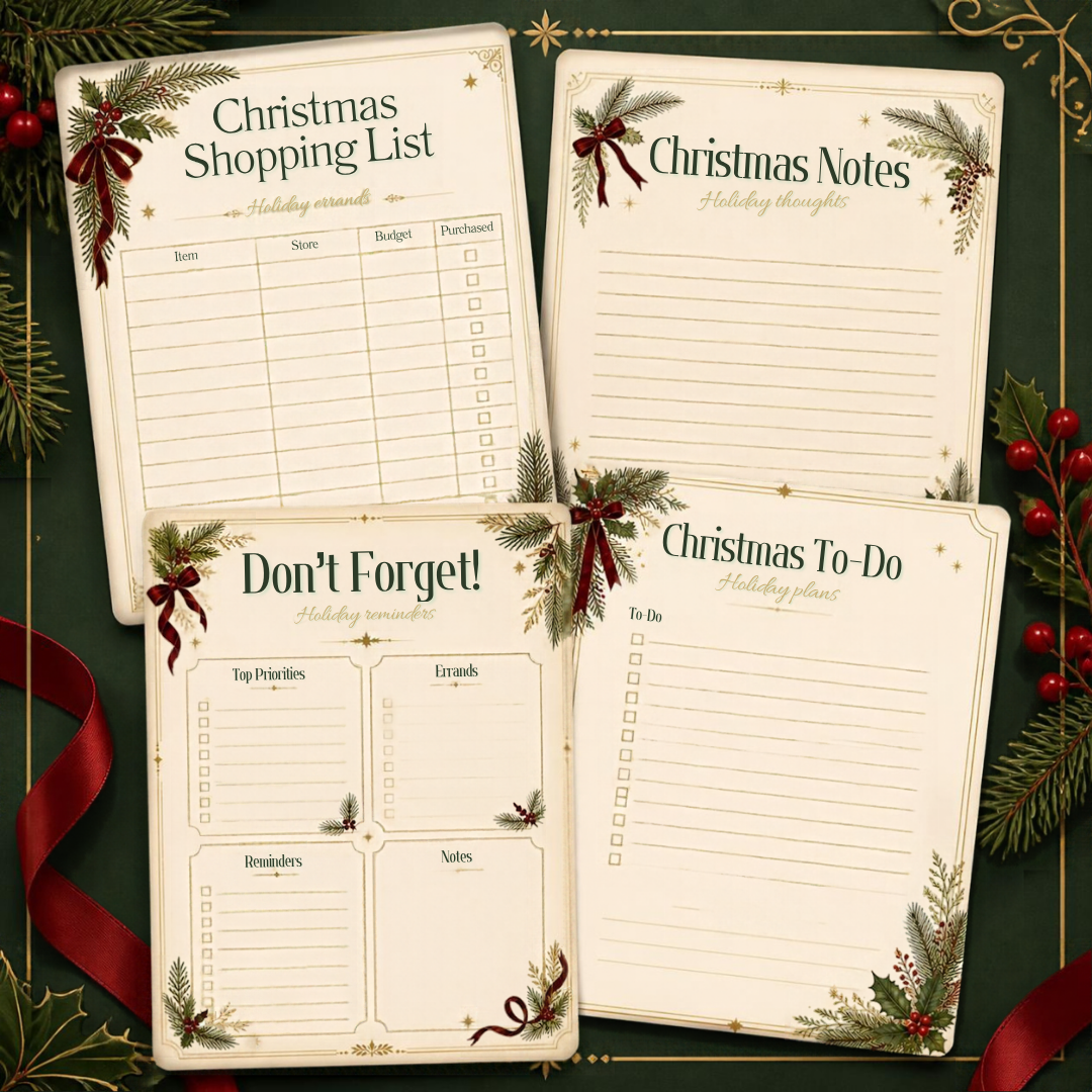 Christmas Notepad Bundle | 4 Editable Canva Holiday Planner Templates