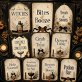 Halloween Party Bar + Food Sign Bundle | Editable Canva Templates