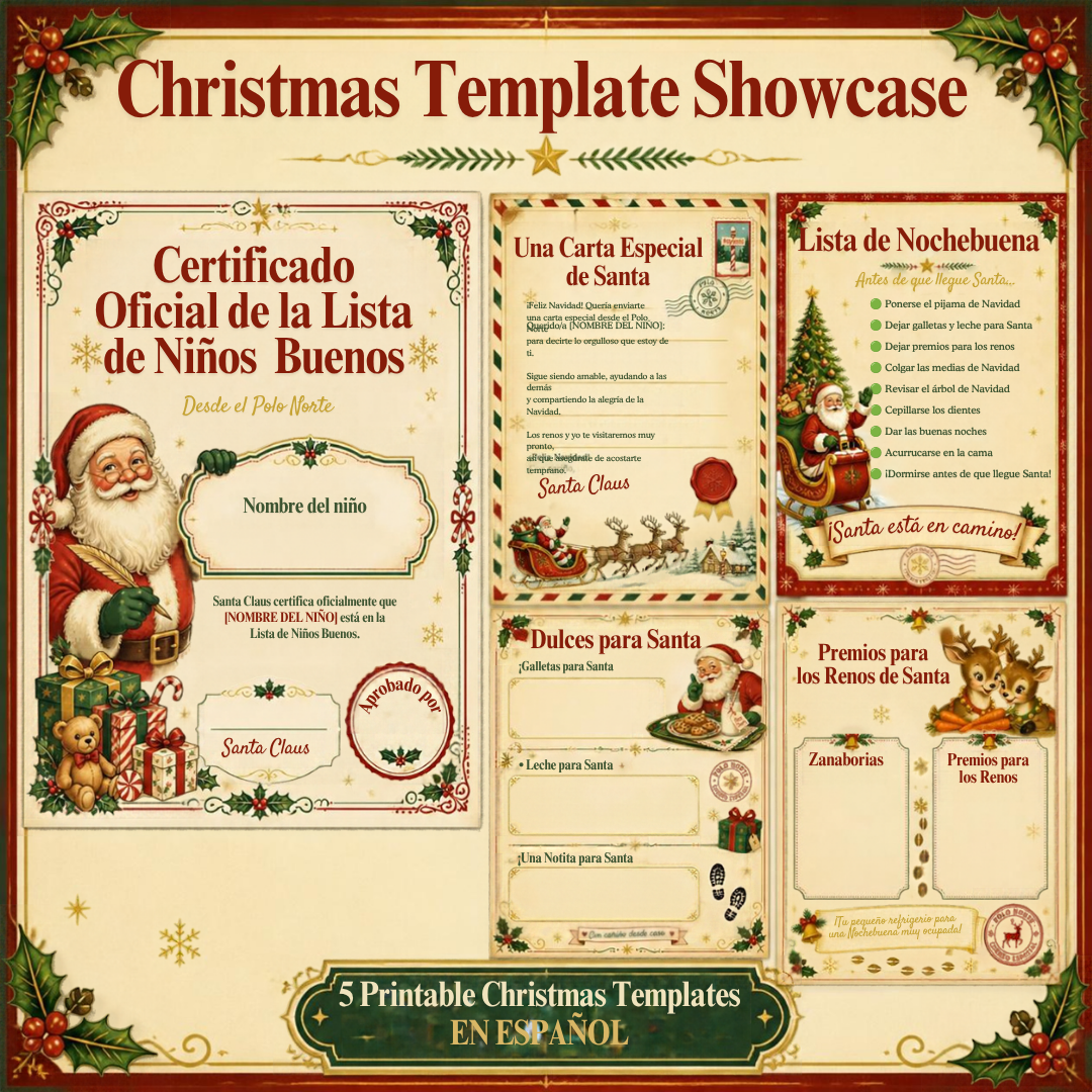Kit Mágico de Nochebuena para Niños | 5 Plantillas Editables en Canva Price