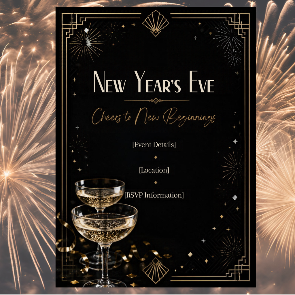 New Year’s Eve Party Invitation | Editable Canva NYE Invitation Template