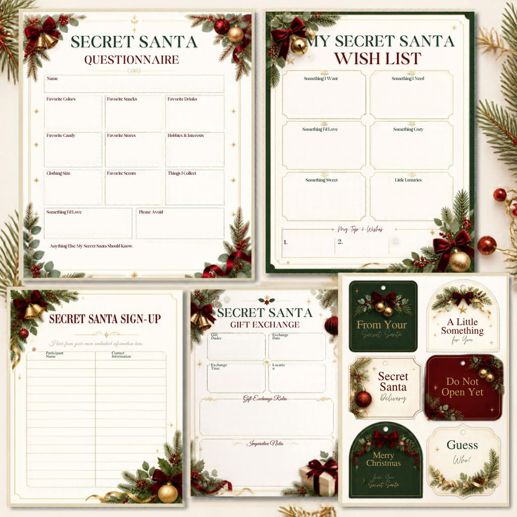 Secret Santa Gift Exchange Bundle | 5 Editable Canva Christmas Templates
