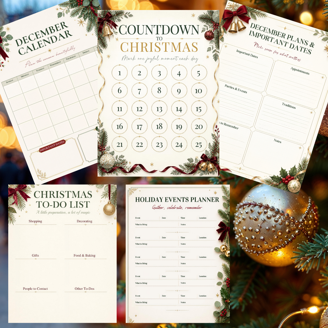 Christmas Planner Bundle | 5 Editable Canva Holiday Planning Templates