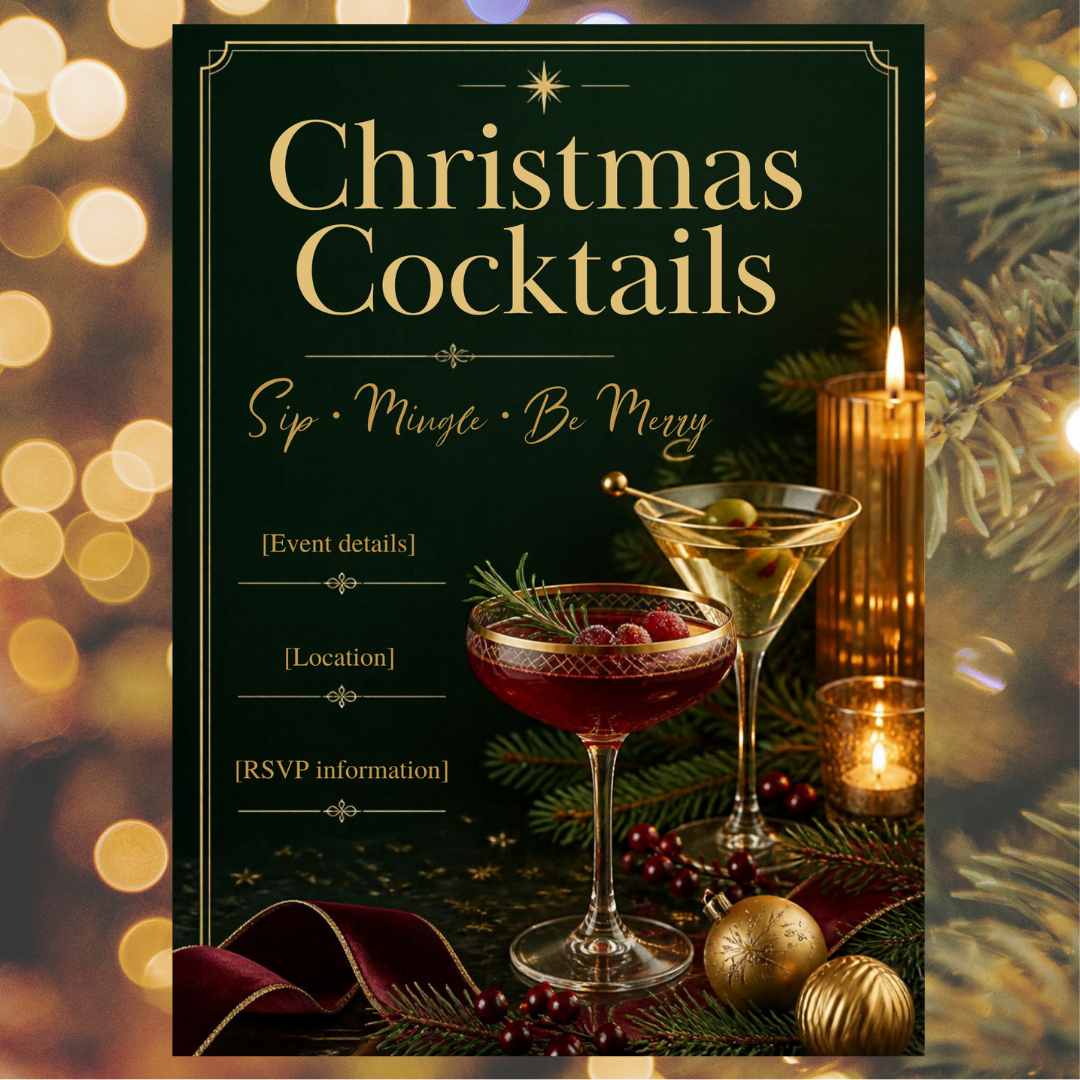 Christmas Cocktail Party Invitation | Editable Canva Holiday Invitation