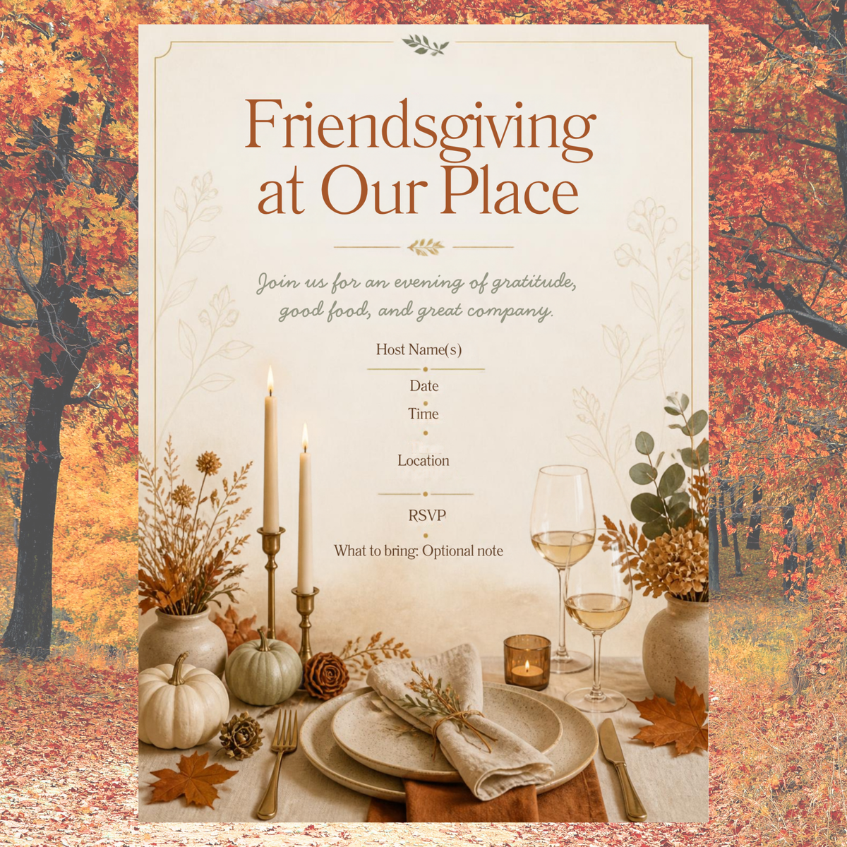 Friendsgiving Invitation | Editable Canva Fall Dinner Invite
