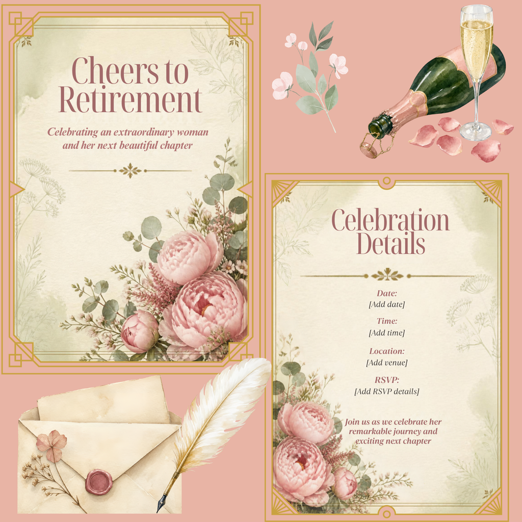 Women’s Retirement Celebration Invitation | Editable Canva Template