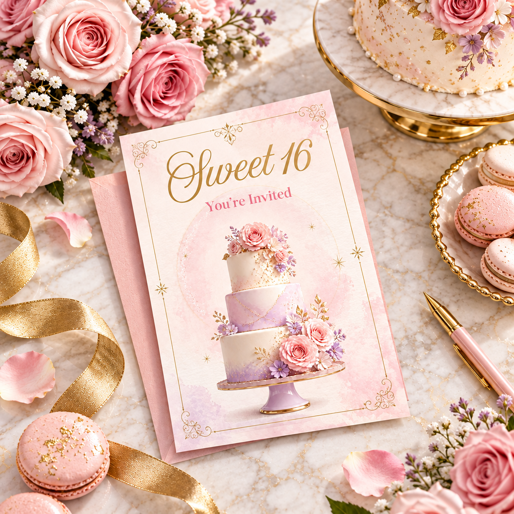Sweet 16 Invitation Suite | Editable Canva Templates