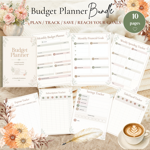 Budget Planner Bundle | 10 Editable Canva Finance Templates