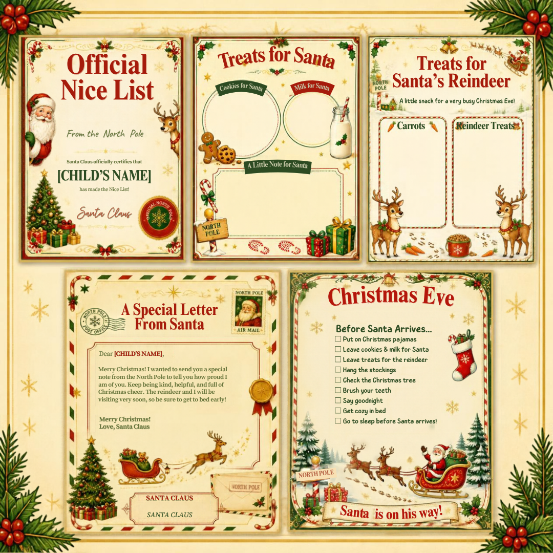 Christmas Eve Magic Kit for Kids | 5 Editable Canva Christmas Templates